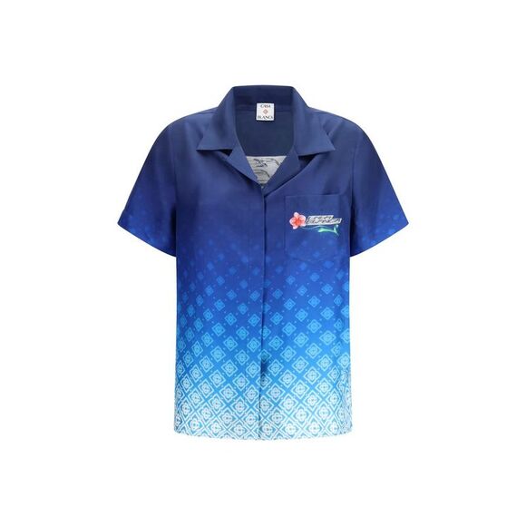 Casablanca Blue Silk Pattern Women's Shirt